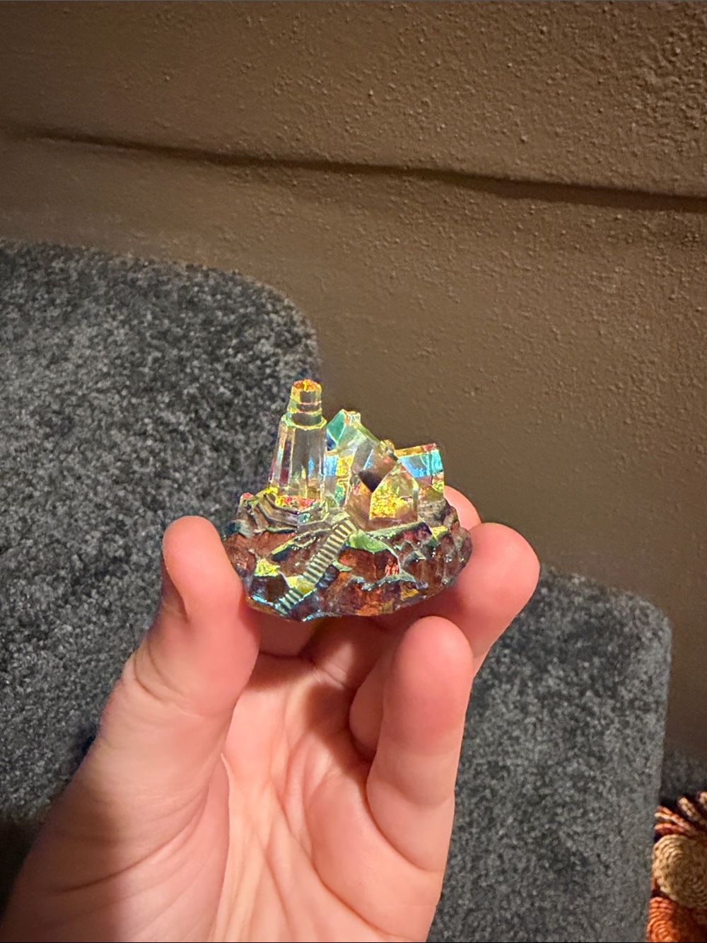 Rainbow Lighthouse Bismuth Crystal Iridescent Figure Made in Germany